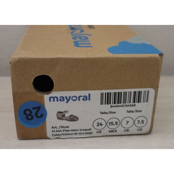 Mayoral 41.444 Little Girls Sz 7.5 Gold Pala Talon Troquel Eyelet Dress Shoes - Picture 11 of 12